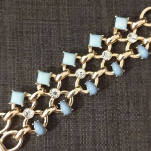 Loft Blue and Gold Bracelet With Rhinestones